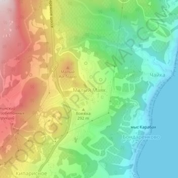 Mapa topográfico Малый Маяк, altitud, relieve