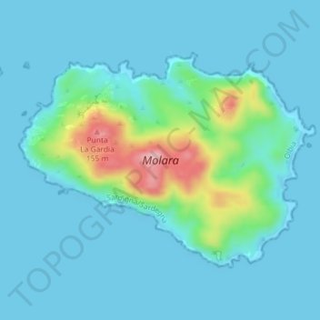 Mapa topográfico Molara, altitud, relieve