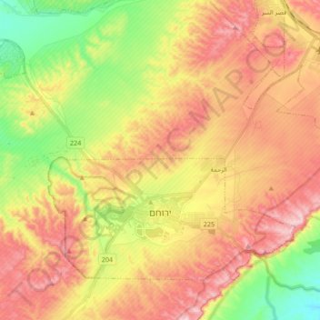 Mapa topográfico Yeruham, altitud, relieve