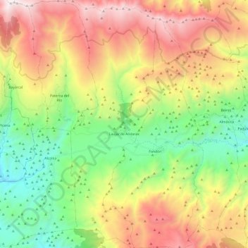 Mapa topográfico Laujar de Andarax, altitud, relieve