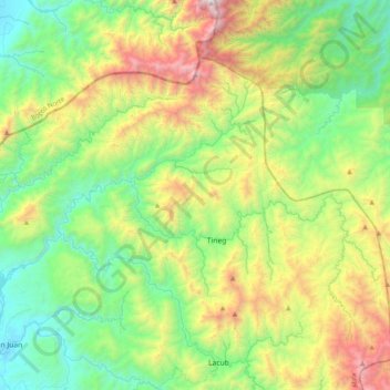 Mapa topográfico Tineg, altitud, relieve