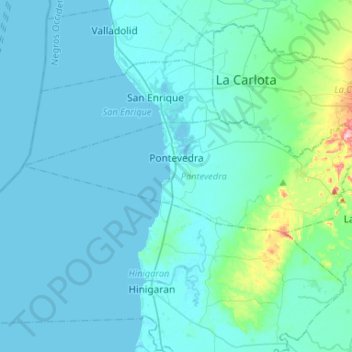 Mapa topográfico Pontevedra, altitud, relieve