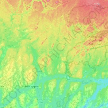 Mapa topográfico Trent Lakes, altitud, relieve
