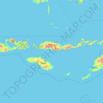 Mapa topográfico Ost-Nusa Tenggara, altitud, relieve