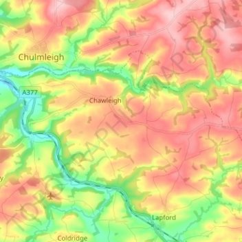 Mapa topográfico Chawleigh, altitud, relieve