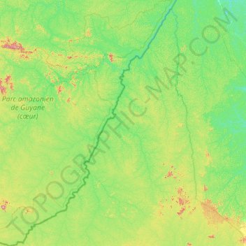 Mapa topográfico Camopi, altitud, relieve