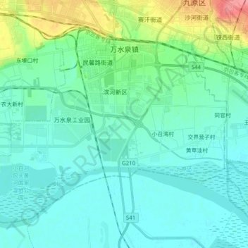 Mapa topográfico 万水泉镇, altitud, relieve