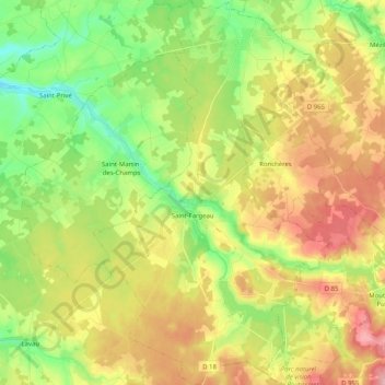Mapa topográfico Saint-Fargeau, altitud, relieve