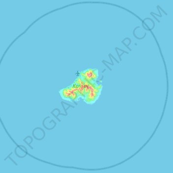 Mapa topográfico Kosrae, altitud, relieve
