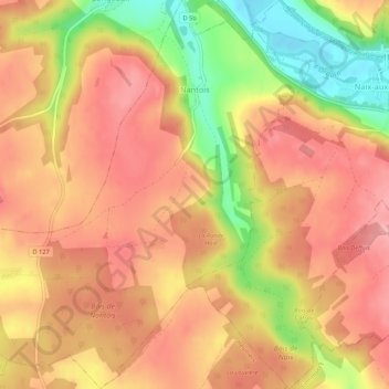 Mapa topográfico Nantois, altitud, relieve