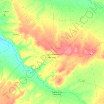 Mapa topográfico Macotera, altitud, relieve