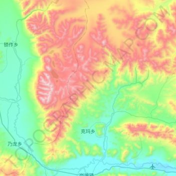 Mapa topográfico 克玛乡, altitud, relieve