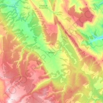 Mapa topográfico Fortanete, altitud, relieve