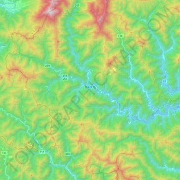 Mapa topográfico Nishi Mera, altitud, relieve