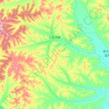 Mapa topográfico 三岔河镇, altitud, relieve