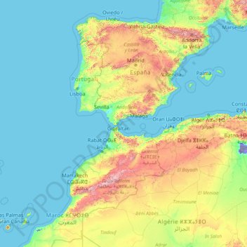 Marty Fielding bulto Indefinido Mapa topográfico España, altitud, relieve