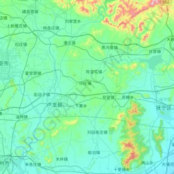 Mapa topográfico 卢龙县, altitud, relieve