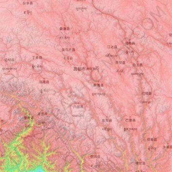 Mapa topográfico Qamdo, altitud, relieve