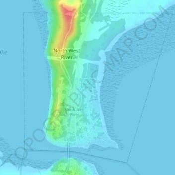 Mapa topográfico North West River, altitud, relieve