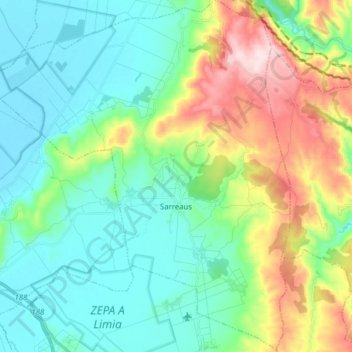 Mapa topográfico Sarreaus, altitud, relieve