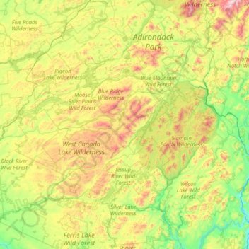 Mapa topográfico Hamilton County, altitud, relieve