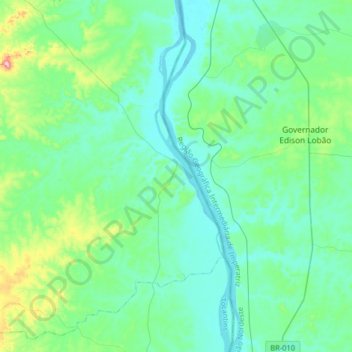 Mapa topográfico Itaguatins, altitud, relieve
