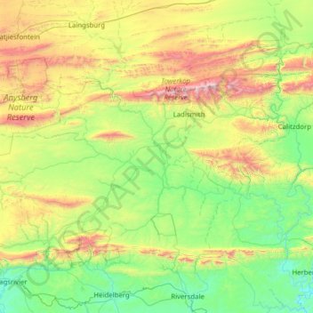Mapa topográfico Kannaland Ward 4, altitud, relieve
