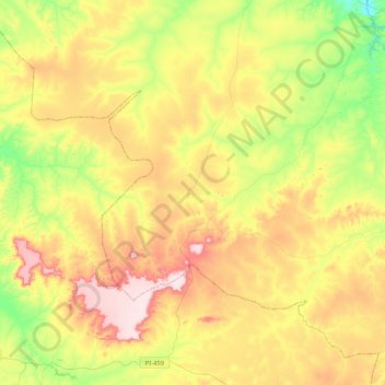 Mapa topográfico São Francisco de Assis do Piauí, altitud, relieve
