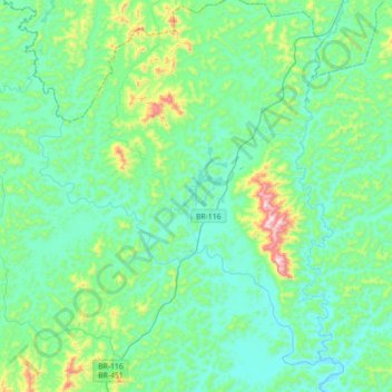 Mapa topográfico Frei Inocêncio, altitud, relieve