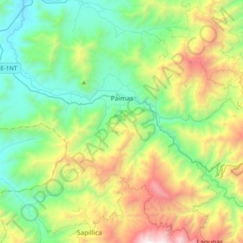 Mapa topográfico Paimas, altitud, relieve