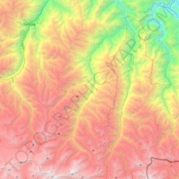 Mapa topográfico Quiaca, altitud, relieve