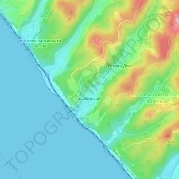 Mapa topográfico Дзеберкой, altitud, relieve