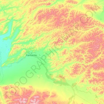 Mapa topográfico Fairbanks North Star, altitud, relieve