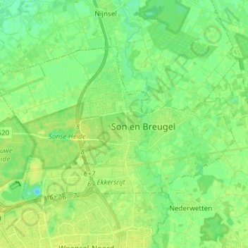 Mapa topográfico Son en Breugel, altitud, relieve