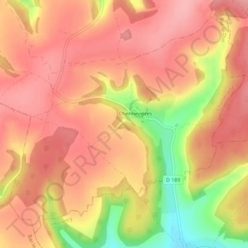 Mapa topográfico Chennevières, altitud, relieve