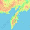 Mapa topográfico Kamchatka Krai, altitud, relieve
