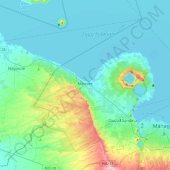 Mapa topográfico Mateare, altitud, relieve