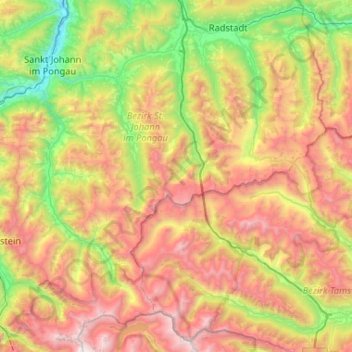 Mapa topográfico Radstädter Tauern, altitud, relieve
