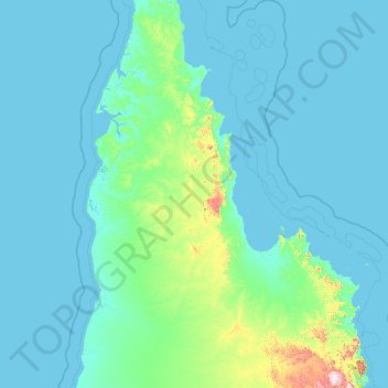 Mapa topográfico Cook Shire, altitud, relieve