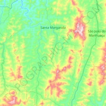 Mapa topográfico Santa Margarida, altitud, relieve