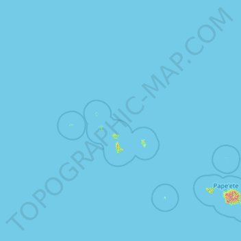 Mapa topográfico Îles Sous-le-Vent, altitud, relieve
