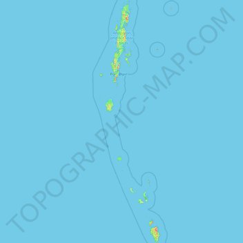 Mapa topográfico Islas Andamán y Nicobar, altitud, relieve