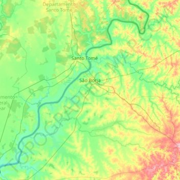 Mapa topográfico São Borja, altitud, relieve