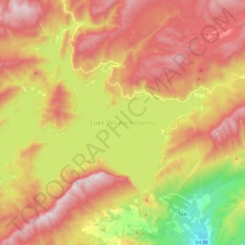 Mapa topográfico Lake Waikaremoana, altitud, relieve