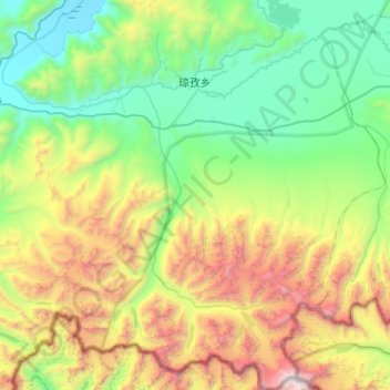 Mapa topográfico 琼孜乡, altitud, relieve
