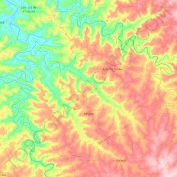 Mapa topográfico Alegria, altitud, relieve