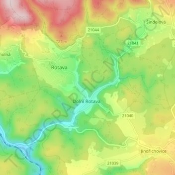 Mapa topográfico Rotava, altitud, relieve