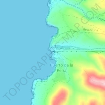 Mapa topográfico Playa de Ajuy, altitud, relieve