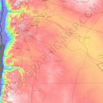 Mapa topográfico Gobernación de Ammán, altitud, relieve