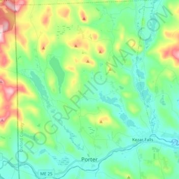 Mapa topográfico Porter, altitud, relieve